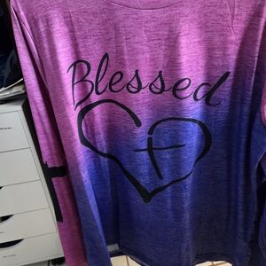 Purple and Pink 'Blessed' Long Sleeve Shirt